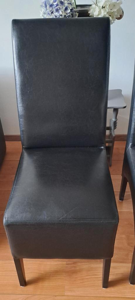6 leren eetkamerstoelen, Huis en Inrichting, Stoelen, Gebruikt, Vijf, Zes of meer stoelen, Leer, Zwart, Ophalen of Verzenden