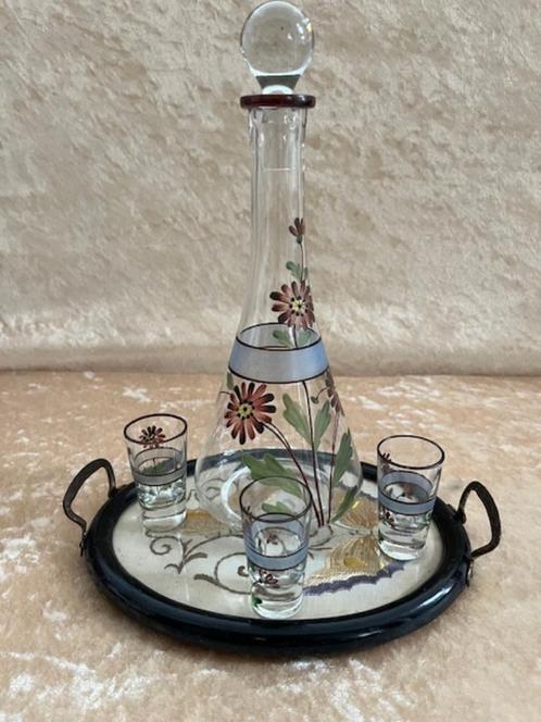 Likeur stel met Dienblaadje, Antiek en Kunst, Antiek | Glas en Kristal, Ophalen of Verzenden