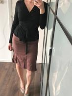 SASCH taupe linnen linen klokkende rok wijde rok maat 38, Maat 38/40 (M), Sasch, Bruin, Nieuw