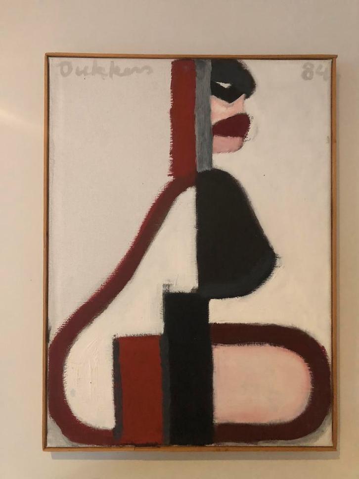 Olieverf Schilderij Ed Dukkers, Antiek en Kunst, Kunst | Schilderijen | Abstract, Ophalen of Verzenden