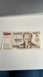 Turkije 5 miljoen lirasi, Postzegels en Munten, Bankbiljetten | Europa | Niet-Eurobiljetten, Ophalen of Verzenden, Overige landen