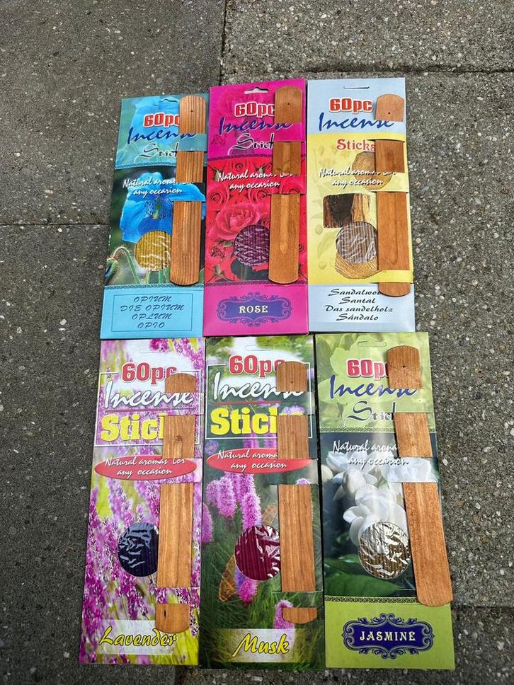 Wierook Stokjes - Diverse Geuren pakket 60 sticks 0,75 ct €, Huis en Inrichting, Woonaccessoires | Kandelaars en Kaarsen, Nieuw