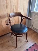 Stoere vintage stoel met zwart leer, Ophalen, Gebruikt, Zwart, Leer