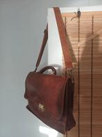 Echt lederen akte / school / werktas, Ophalen of Verzenden, Zo goed als nieuw, Bruin, Schoudertasje