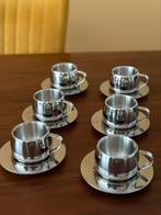 Set van 6 RVS Espresso Kop en Schotels  Unic Mann Italië, Huis en Inrichting, Overige materialen, Ophalen of Verzenden, Zo goed als nieuw