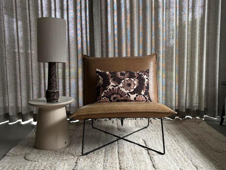 Jess design Leren fauteuil met metalen frame, Huis en Inrichting, Fauteuils, Gebruikt, Leer, 50 tot 75 cm, Minder dan 75 cm, Ophalen