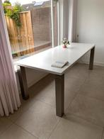 Eiken eetkamertafel 220x90, Ophalen, 50 tot 100 cm, Zo goed als nieuw, 150 tot 200 cm