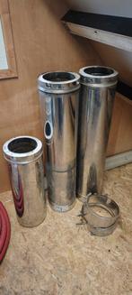 Kachelpijp dubbelwandig, Doe-het-zelf en Verbouw, Buizen en Afvoer, Ophalen, Rvs, Minder dan 2 meter, 80 mm of meer