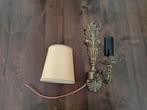 Vintage Wandlamp met Stoffen Kap Messing, Ophalen of Verzenden, Gebruikt, Stof, Vintage