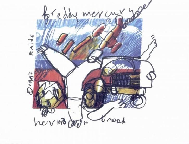 Herman Brood litho Freddy Mercury Queen, Antiek en Kunst, Kunst | Litho's en Zeefdrukken, Ophalen of Verzenden