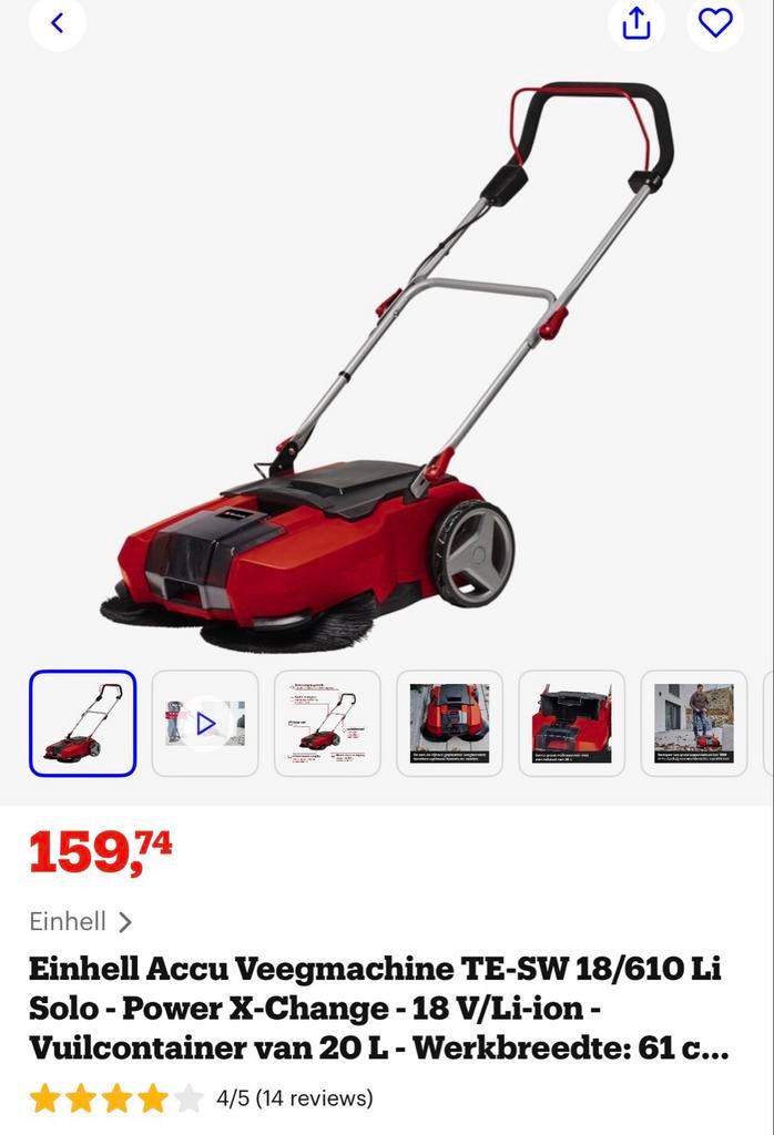 Accu veegmachine - Einhell TE-SW 18/610 Li Solo, Tuin en Terras, Veegmachines, Gebruikt, Ophalen