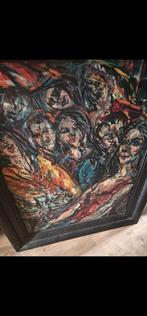 Expressionistisch Schilderij - Groep Mensen, Antiek en Kunst, Kunst | Schilderijen | Abstract, Ophalen