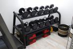 Technogym Dumbbell / Rack Dumbell Rek Zwart + gewichten, Sport en Fitness, Fitnessmaterialen, Ophalen, Zo goed als nieuw, Dumbbell