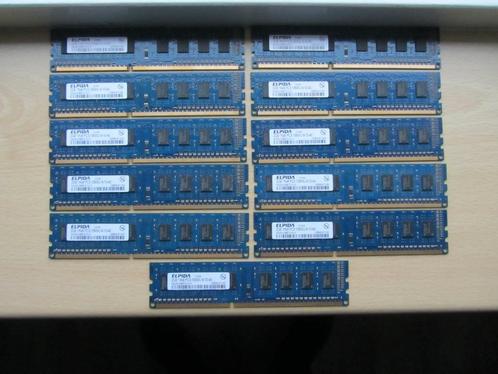 11x Elpida 2GB PC3-10600 DDR3-1333MHz non-ECC Unbuffered CL9, Computers en Software, RAM geheugen, Zo goed als nieuw, Desktop