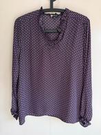 Moon paars zwarte blouse met ruitjes en leuke mouw - Maat M, Maat 38/40 (M), Moon, Paars, Ophalen of Verzenden