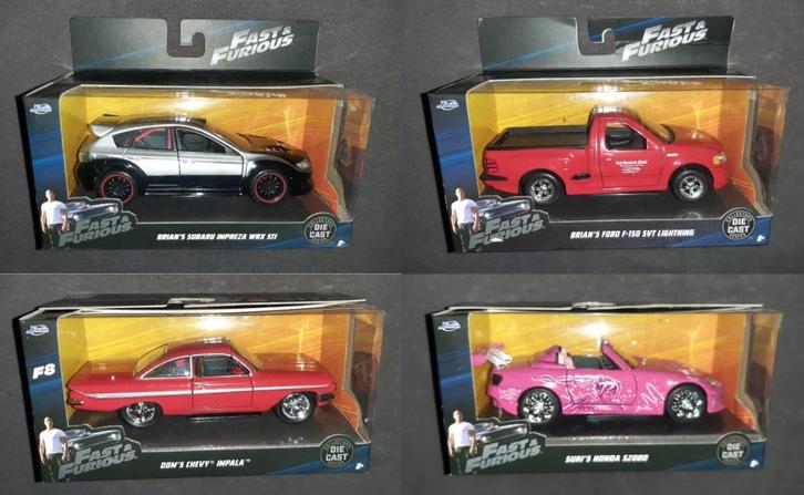 Jada 1:32 Fast & Furious auto's Honda Subaru Ford Chevy, Hobby en Vrije tijd, Modelauto's | 1:32, Nieuw, Auto, Overige merken