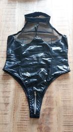 Zwarte PU Stringbody, Verzenden, Zwart, Body of Korset
