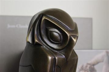 Art Deco Uil bronzen beeld op Marmer Sculptuur naar Altorf beschikbaar voor biedingen