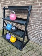 kettlebellset+rek, Sport en Fitness, Fitnessmaterialen, Ophalen, Zo goed als nieuw, Benen, Kettlebell