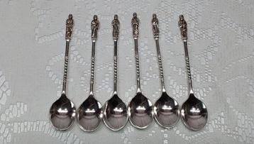 6 verzilverde apostel theelepeltjes  beschikbaar voor biedingen