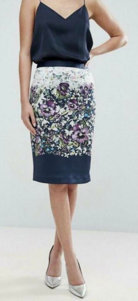 Ted Baker kleurrijke rok blauwtinten viooltjes print Ted3=38, Kleding | Dames, Maat 38/40 (M), Overige kleuren, Verzenden, Nieuw