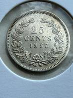 Kwartje 1897 Wilhelmina, Zilver, 25 cent, Ophalen of Verzenden, Koningin Wilhelmina