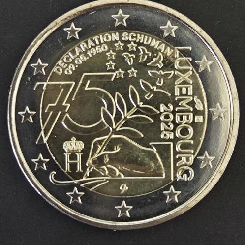 Luxemburg 2025: 75 Jaar Schuman Verklaring, Postzegels en Munten, Munten | Europa | Euromunten, Losse munt, 2 euro, Luxemburg