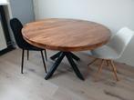 Ronde mango houten eettafel 1.30, Huis en Inrichting, Tafels | Eettafels, Ophalen, Rond, Zo goed als nieuw, Vijf personen of meer