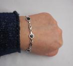 Zilveren armband met onyx nr.1809, Verzenden, Zo goed als nieuw, Zilver, Zilver