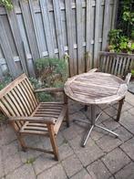 Tuinset, 2 stoelen en tafel (acacia hout), Ophalen, Zo goed als nieuw