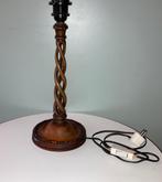 Antieke spiraal tafellampvoet; hout; spiral wood table lamp, Ophalen of Verzenden, Gebruikt, Hout, Minder dan 50 cm