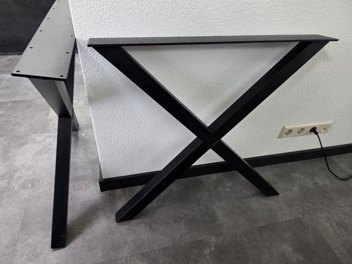 X tafelpoten, Huis en Inrichting, Tafelonderdelen, Gebruikt, Tafelpoot, 50 tot 100 cm, 50 tot 100 cm, Rechthoekig, Metaal, Ophalen