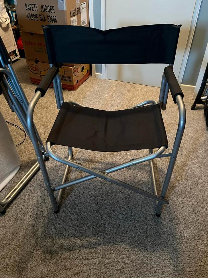 Inklapbare Dirigent Stoel - Zwart, Huis en Inrichting, Stoelen, Zo goed als nieuw, Eén, Metaal, Zwart, Ophalen of Verzenden