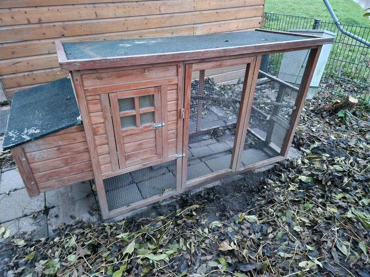 Kippenhok  200 x 75 x H 100 cm. Met leghok., Dieren en Toebehoren, Pluimvee | Toebehoren, Gebruikt, Kippenhok of Kippenren, Ophalen