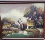 Zicht op watermolen. Olie/doek. 112/90 cm., Ophalen