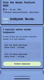 2x Into the Woods ADE VRIJDAG kaarten 24 oktober, Tickets en Kaartjes, Twee personen, Meerdaags