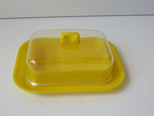 Vintage retro gele kunststof botervloot, Huis en Inrichting, Keuken | Servies, Gebruikt, Overige typen, Effen, Overige materialen