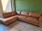 Cognac Neplederen Hoekbank + Ottoman 2,85 x 2,10 m, Ophalen, 250 tot 300 cm, Gebruikt, Hoekbank