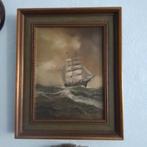 Schilderij: Zeilschip op woelige baren 55x45, Antiek en Kunst, Kunst | Schilderijen | Klassiek, Ophalen of Verzenden