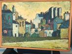 olieverf linnen impressionistisch j.zwart stadsgezicht 1929, Ophalen of Verzenden
