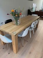 Massief blank gelakte eiken tafel 250x80, op maat gemaakt, Huis en Inrichting, Tafels | Eettafels, Ophalen of Verzenden, Zo goed als nieuw