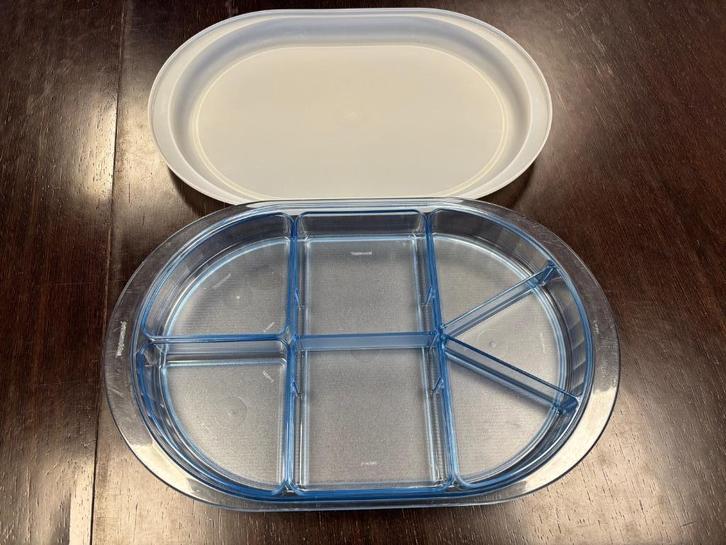 Tupperware Luxe Partyschaal, Huis en Inrichting, Keuken | Tupperware, Zo goed als nieuw, Schaal, Blauw, Ophalen of Verzenden