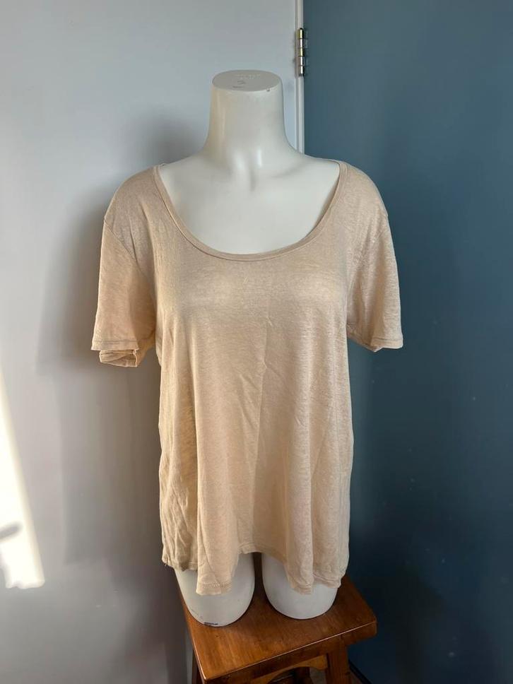 Sissy-boy ecru linnen top l, Kleding | Dames, Tops, Zo goed als nieuw, Maat 42/44 (L), Beige, Korte mouw, Ophalen of Verzenden