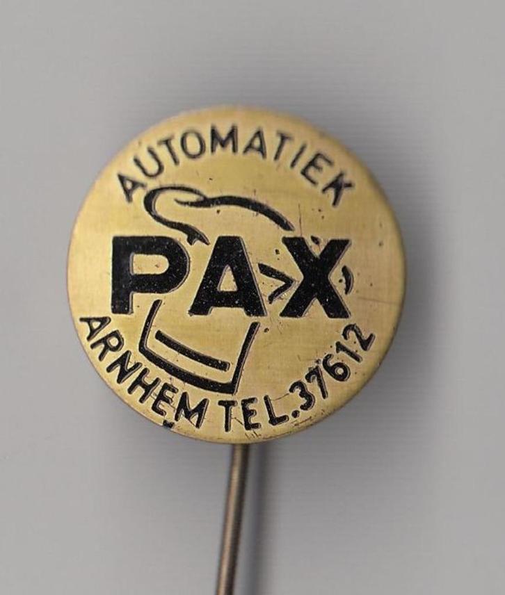 Arnhem Pax Automatiek speldje, Verzamelen, Speldjes, Pins en Buttons, Gebruikt, Speldje of Pin, Overige onderwerpen, Ophalen of Verzenden