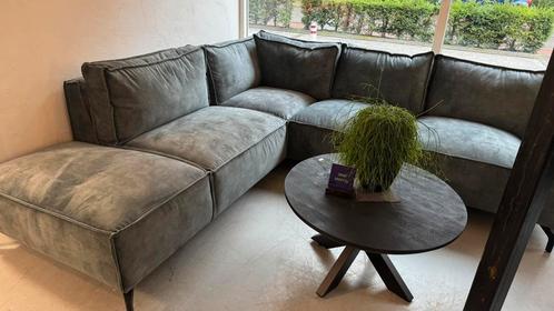 Mooie blauwe hoekbank inclusief garantie, Huis en Inrichting, Banken | Complete zithoeken, Nieuw, Hout, Kunststof, Leer, Metaal
