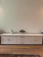 Wit houten dressoir 220 cm breed, Huis en Inrichting, Kasten | Dressoirs, Ophalen, Gebruikt, 200 cm of meer, Met lade(s)