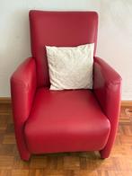 Rood Leren fauteuil, Ophalen, Zo goed als nieuw, Leer