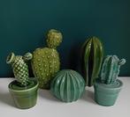 4 cactus beeldjes 1 vaas cactus, Huis en Inrichting, Woonaccessoires | Vazen, Minder dan 50 cm, Groen, Overige materialen, Ophalen of Verzenden