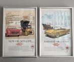 vintage Caltex reclames in lijst met Fiat en Renault auto's, Verzamelen, Merken en Reclamevoorwerpen, Overige typen, Gebruikt