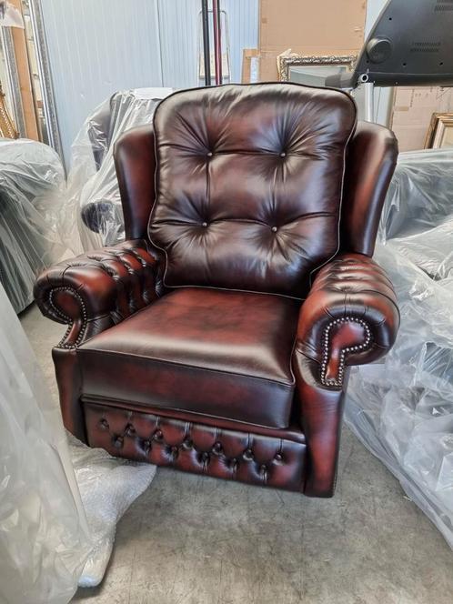 Prachtige Engelse Chesterfield fauteuil hoge rug + BEZORGD, Huis en Inrichting, Fauteuils, Nieuw, Leer, 75 tot 100 cm, Ophalen of Verzenden